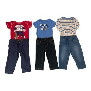 Kids Matching Set - Red, Blue, and Striped Outfits